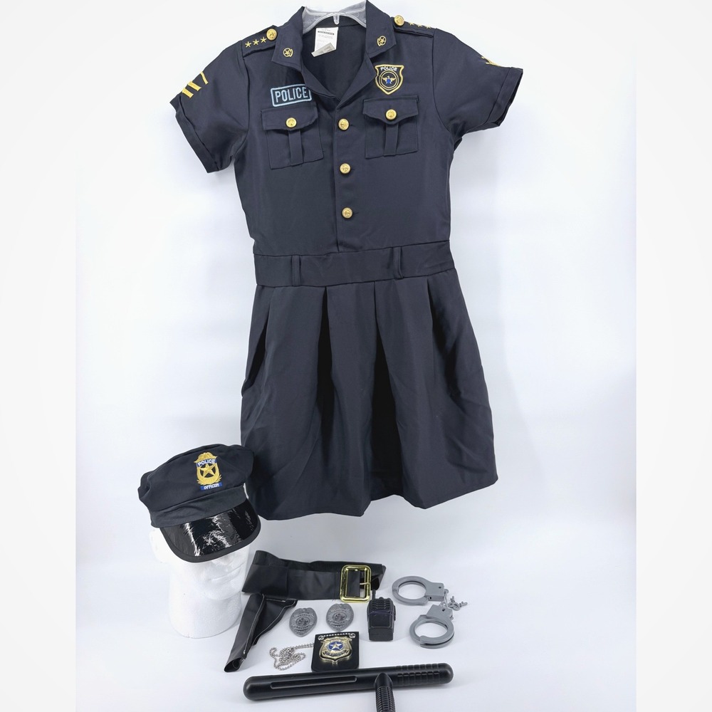 Spooktacular Creations Police Costume Girls XL 12-14 Dress Hat Accessories